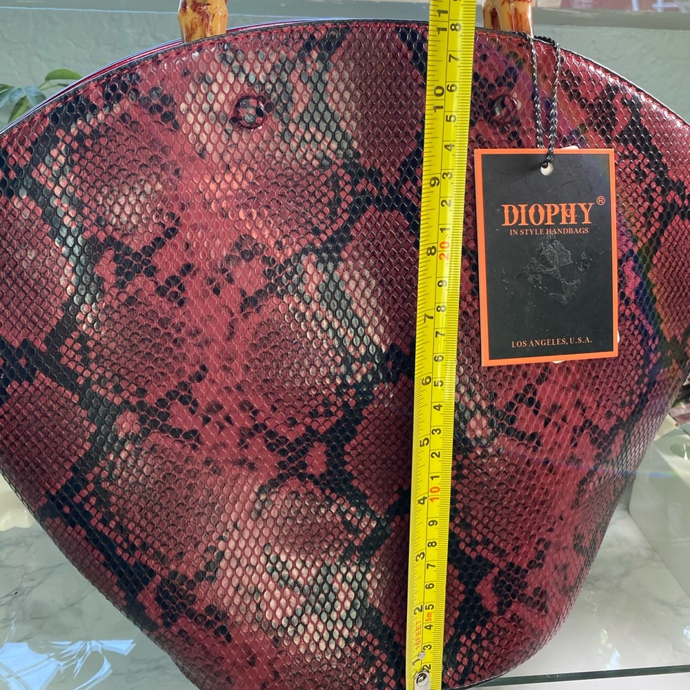 Diophy Red Vegan Snake Skin Purse - Picture 6 of 16